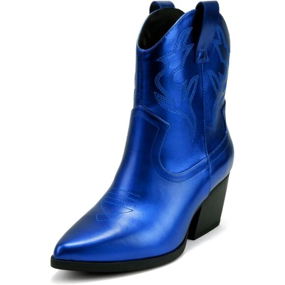 Blazing Ankle Boot bWomen Blue Pointe ToeLow Heel - Picture 2 of 6
